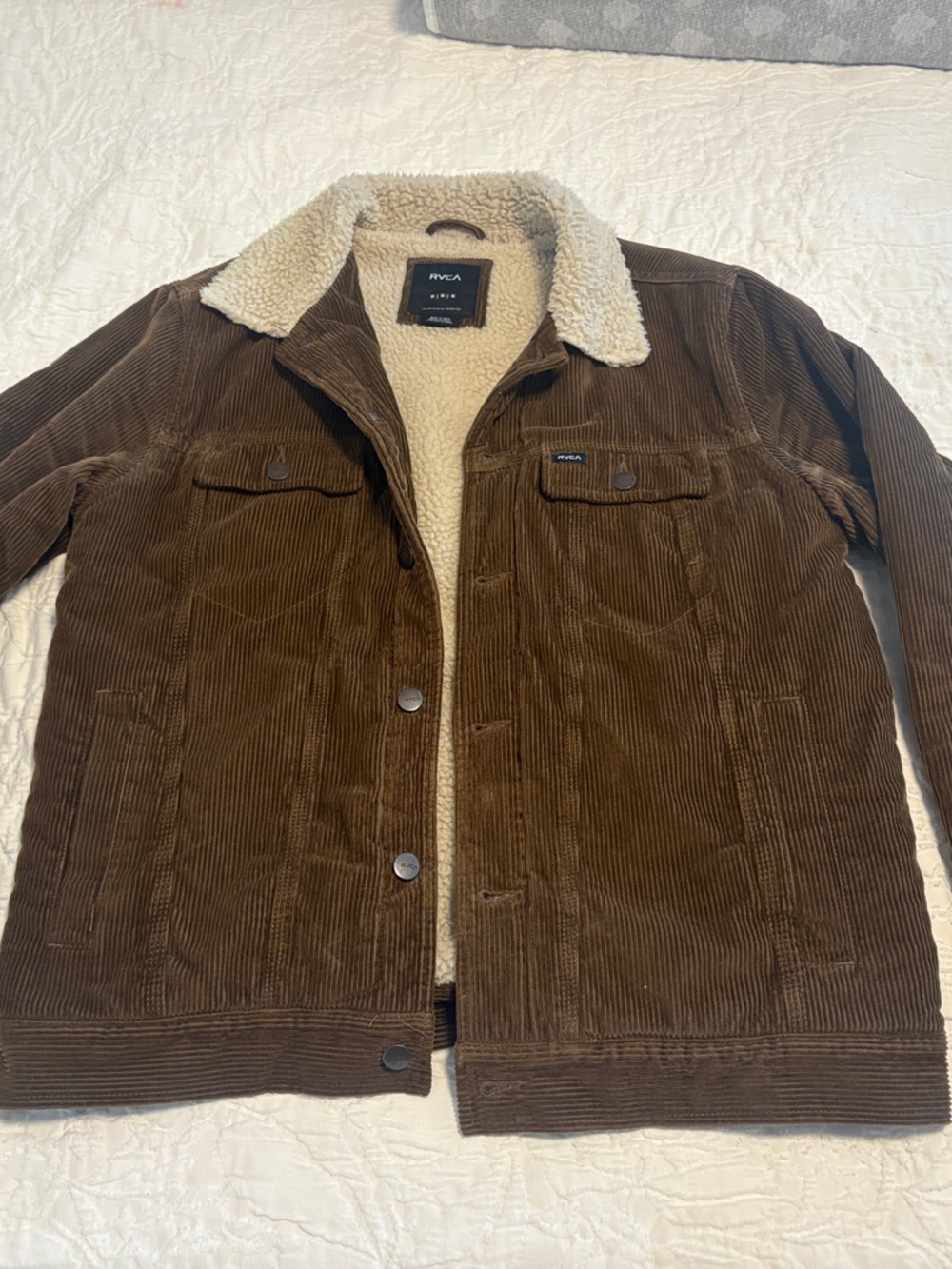 RVCA - Men's Brown Corduroy Sherpa-Lined Jacket